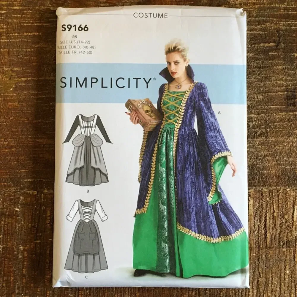 Simplicity Sewing Pattern S9166 Medieval Renaissance Witch Costume 14-22 UNCUT